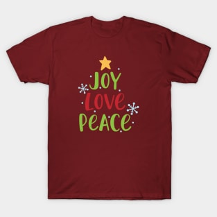 Joy Love Peace Christmas Tree T-Shirt